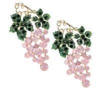 Cute Crystal Fruit Brooches Pin, Rhinestone Grape Lapel Pin, Shining Plant Dress Bag Decor for Suit Scarf Hat, Dress and Coats(2pcs pink)