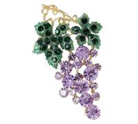 Cute Crystal Fruit Brooches Pin, Rhinestone Grape Lapel Pin, Shining Plant Dress Bag Decor for Suit Scarf Hat, Dress and Coats(1pcs purple)