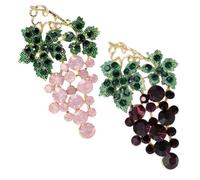 Cute Crystal Fruit Brooches Pin, Rhinestone Grape Lapel Pin, Shining Plant Dress Bag Decor for Suit Scarf Hat, Dress and Coats(Pink red)