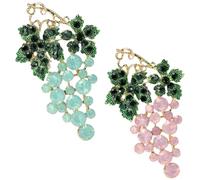 Cute Crystal Fruit Brooches Pin, Rhinestone Grape Lapel Pin, Shining Plant Dress Bag Decor for Suit Scarf Hat, Dress and Coats(Blue pink)