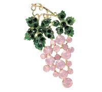 Cute Crystal Fruit Brooches Pin, Rhinestone Grape Lapel Pin, Shining Plant Dress Bag Decor for Suit Scarf Hat, Dress and Coats(1pcs pink)