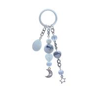 Cute Crystal Keychains Boho Key Rings for Car Keys Kawaii Bag Accessories Charms Bling Healing Teardrop Keyring Handmade, White, One size