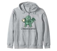 Cute Cthulhu Coffee Lover Cosmic Horror Dark Humor Zip Hoodie