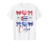 Cute Cuba Hispanic Heritage Month Bow Cuban Flag Girls Women T-Shirt