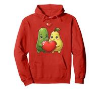 Cute Cucumber and Pear Vegan Valentine Couple Pullover Hoodie
