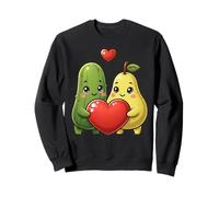 Cute Cucumber and Pear Vegan Valentine Couple Sweatshirt