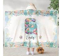 Cute Cuddly Blanket with Hood & Sleeves - Personalised Name & Decorated Initial A - Z, Unique Gift for Teenage Daughter, Wife or Best Friend