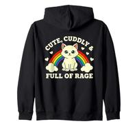 Cute Cuddly & Full Of Rage Rainbow Cat Zip Hoodie