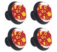 Cute Cupcake Candy Donut Sweets Desserts and Hearts Kitchen Cabinet Knobs, Decorative Drawer Dresser Knobs with Screws Pulls Handles Hardware for Home Furniture, 4 Pack