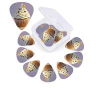 Cute Cupcake Guitar Picks 12 Pack with Organizer Box, 0.46 0.71 0.96 mm Includes Thin Medium Heavy Thickness,Abstract Guitar Pick Plectrums for Electric Guitar Ukulele Bass