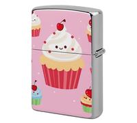 Cute Cupcake Lighter Case Double-Sided Graffiti Lighter Holder - Metal Lighters Protective Cover, Universal Fit for Standard Lighters, Stylish Gift for Men & Women
