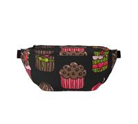 Cute Cupcake Pattern Crossbody Bags Bum Bag Fanny Pack, Lightweight Waistpack for Running Walking Hiking Jogging