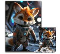 Cute Curious Astronaut FoxJigsaw Puzzles for Adults 1000 Piece Puzzles for Adults for Birthdays Holidays Best for Christmas 1000 PCS(75x50cm)