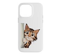 Cute Curious Peeking Cat Big Eyes Cartoon Feline Case for iPhone 14 Pro Max