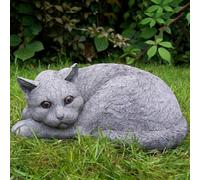 Cute Curled Up Cat Stone Garden Ornament