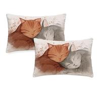 Cute Cushions Waterproof Rectangular Cushion Covers 40x60 cm 2 Pack Throw Pillow Covers Cat Double Sided Printed Velvet Sofa Pillow Cases for Garden Patio Bench Couch Indoor Autumn Decor,gift z-308