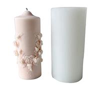 Cute Cylinder Silicone Fondant Mold Flower Pillar Mold Chocolate Soap Wax Baking Home Desk Ornament Cylinder Silicone Molds for Candles Waxs Resin Soap Chocolate Craft