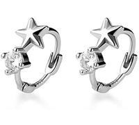 Cute CZ Star Cartilage Mini Tiny Cuff Small Hoop Earrings for Women Teen Girls Sensitive Ear S925 Sterling Silver Dainty Tragus Huggie Hoops Hypoallergenic Piercing Jewelry Gifts Bff (6mm silver)
