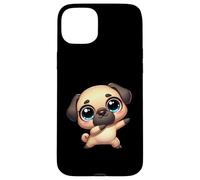 Cute Dab Pug Funny Cartoon Animal With Big Eyes Case for iPhone 15 Plus