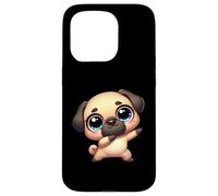 Cute Dab Pug Funny Cartoon Animal With Big Eyes Case for iPhone 15 Pro