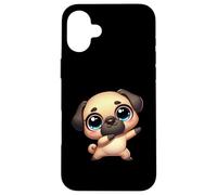 Cute Dab Pug Funny Cartoon Animal With Big Eyes Case for iPhone 16 Plus