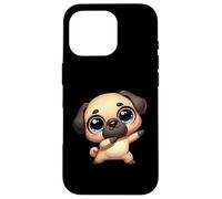 Cute Dab Pug Funny Cartoon Animal With Big Eyes Case for iPhone 16 Pro