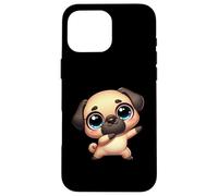Cute Dab Pug Funny Cartoon Animal With Big Eyes Case for iPhone 16 Pro Max