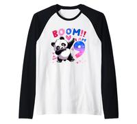 Cute Dabbing Panda with Hearts 9th Birthday Boom I Am 9 Raglan Baseball Tee