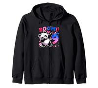 Cute Dabbing Panda with Hearts 9th Birthday Boom I Am 9 Zip Hoodie