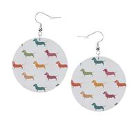 Cute Dachshound Dogs Leather Round Earrings Daily Accessories Working At Work Women'S Fashion
