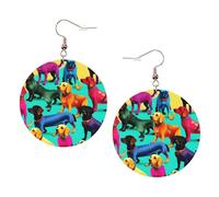Cute Dachshound Dogs Leather Round Earrings Daily Accessories Working At Work Women'S Fashion