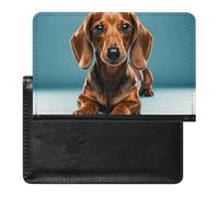 Cute Dachshound Dogs Passport Holder with 3 Card Slots, Portable PU Leather Travel Wallet, Slim Protective Cover for Passport, ID, Credit Cards