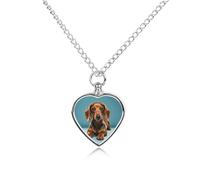 Cute Dachshound Dogs Pet Urn Necklace for Dog Cat Ashes Heart Cremation Keepsake Pendant Memorial Jewelry Gifts for Women Men