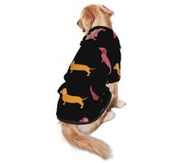 Cute Dachshound Dogs Print Dog Hoodie Pet Sweatshirt, Warm, Soft And Breathable Hooded Clothes For Medium To Large Dogs, Easy-To-Wear Design, For Winter And Fall