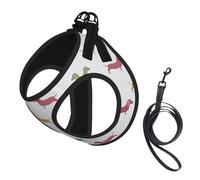 Cute Dachshound Dogs Print Harness Leash Set For Cat Dog, Reflective Adjustable Escape-Proof Vest Lead With Soft Breathable Mesh, For Small Pets And Kitten Puppy