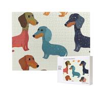Cute Dachshound Dogs Print Jigsaw Puzzle 500 Piece for Adults, Colourful Jigsaw Puzzles for Home Decoration Gifts Family Puzzle Perfect for Game Nights