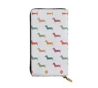 Cute Dachshound Dogs Print Leather Long Clutch Wallet â€“ Fashionable Personalized Wallet, Multiple Card Slots, Gift Ready, Black, One Size