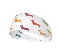 Cute Dachshound Dogs Print Non-Slip Elastic Running Headband, Sweat Absorbing Stretchy Hair Bands For Gym Yoga, Soft Skin-Friendly Foldable Workout Headband