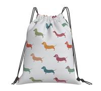 Cute Dachshound Dogs Print String Backpack Cinch Sack Pack Versatile Unisex Drawstring Backpack For Swim Running Beach 36X42Cm