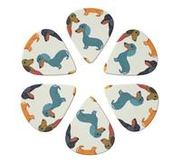 Cute Dachshound Dogs Printed Guitar Picks 6-Pack with Holder - 0.46mm Funny Guitar Picks for Acoustic Guitar, Electric Guitar, Bass Guitar