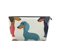 Cute Dachshound Dogs Printed Travel Cosmetic Bags with Silver Zipper Makeup Organizer Cosmetic Case Toiletry Bag for Women Mom Girls
