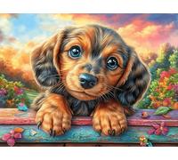 Cute Dachshund 1000 Piece Complete Jigsaw Puzzle Set Dreamy Scenic Fauna Teens Beginners Educational Challenge Puzzle Fans Group Play Anniversary Fathers Thick Cardboard 1000 PCS