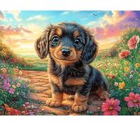 Cute Dachshund 500 Piece Pack Classic Jigsaw Puzzle Radiant Whimsical Menagerie Couple Puzzle Partners Ultra Difficult Wall Decor Easter New Year Gift Thick Paperboard 500 PCS