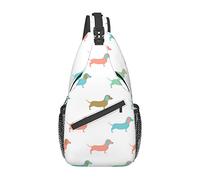 Cute Dachshund Animal Sling Backpack Chest Crossbody Bag Casual Daypack for Men Women