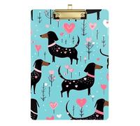 Cute Dachshund Dog Blue Clipboard Writing Board Hardboard Clipboards Standard Size, A4 Letter Size 12.5 x 9 Inches Gold Clip