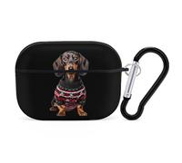Cute Dachshund Dog in Christmas Sweater Cute Earbuds Case Compatible with Airpods Pro Wireless Headphones Cover with Carabiner