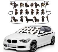 Cute Dachshund Dog Pattern, Car Windshield Cover, Protective Windscreen Cover - Snow Ice Sun UV Dust Water Resistant - Fit for Most Cars