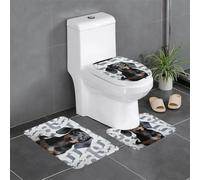 Cute Dachshund Dog Print Bathroom Mat Set 3 Pieces, Ultra Soft Carpet Quick Dry Bathroom Rug Sets Mats Absorbent with U-Shaped Toilet for Bathroom, Tub, Shower Toilet Base
