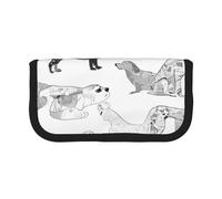 Cute Dachshund Dog Print Pencil Case Big Capacity Pencil Bag Makeup Pouch Durable Students Stationery with Double Zipper for School/Office
