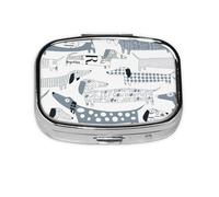 Cute Dachshund Dog Print Square Metal Pill Box Decorative Pill Case - Carry Your Meds in Style (Rectangular)